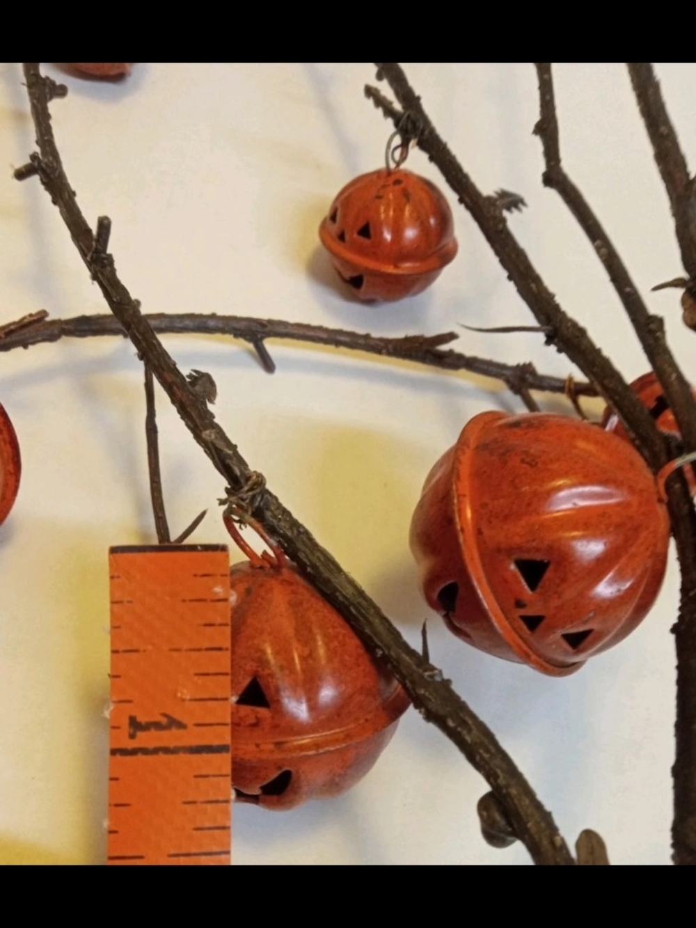 Halloween Fall Jack O Lantern Metal Pumpkin Bells Artificial 2 Stems - Picture 3 of 6